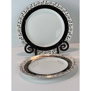 Grace’s Teaware Black & Gold Trimmed Dinner & Salad Plate Set